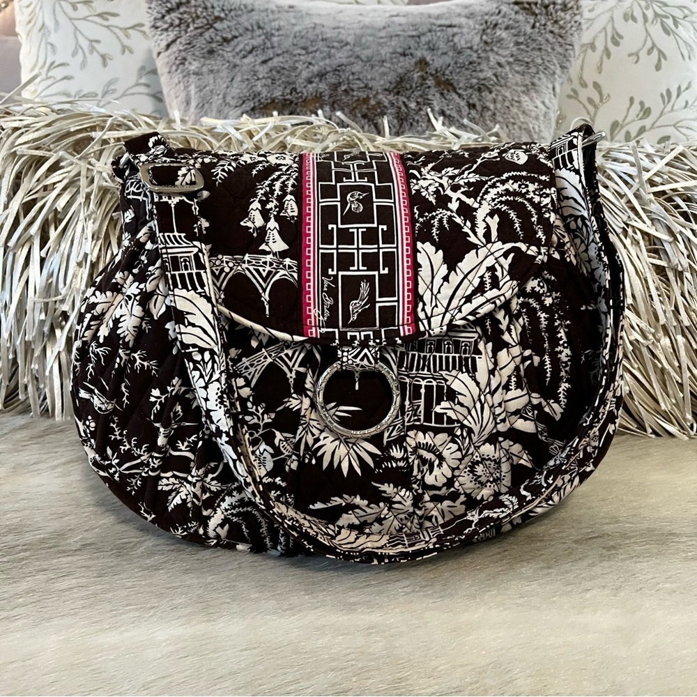 VERA BRADLEY Imperial Toile 2009 Saddle Up Crossbody Shoulder Brown Pink Y2K
